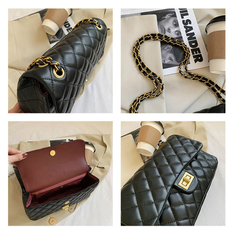 Luxury Diamond Lattice Shoulder Bag