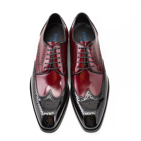Business Formal Wear Leather Shoes Men British Square Toe Men's Shoes Cowhide Color Matching Frugal Finds Galore