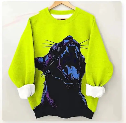 Colorful Cheetah Art Long Sleeve Women's Sweater Frugal Finds Galore