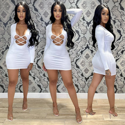 Hollow Milk Silk Long Sleeve Dress Frugal Finds Galore