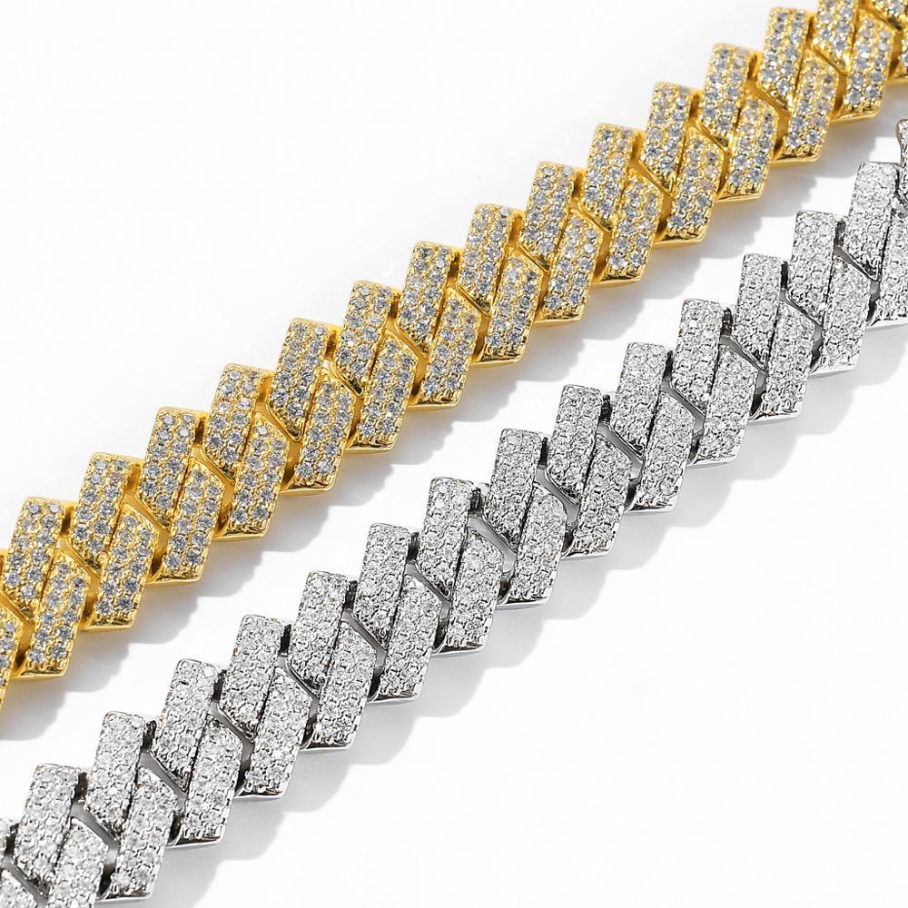 Men's Bar Cuban Necklace Hiphop Copper Set Zircon Necklace