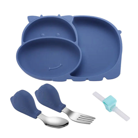 Silicone Baby Feeding Plate with Suction and Utensils Set Frugal Finds Galore