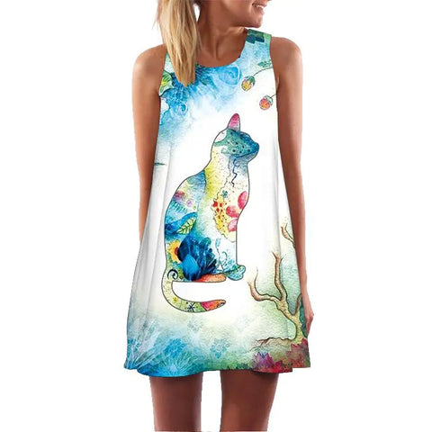 Digital Print Dress, Sleeveless & Off-Shoulder Midi Dress Frugal Finds Galore