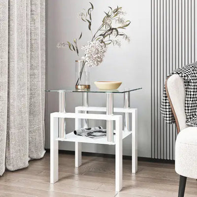 1-Piece Modern Tempered Glass End Table Frugal Finds Galore