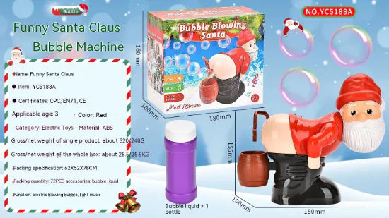 Santa's Bubble Bonanza: Electric Bubble Machine with Music & Lights!