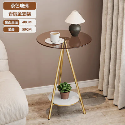 Minimalist Iron Side Table with Double Layer Glass Frugal Finds Galore