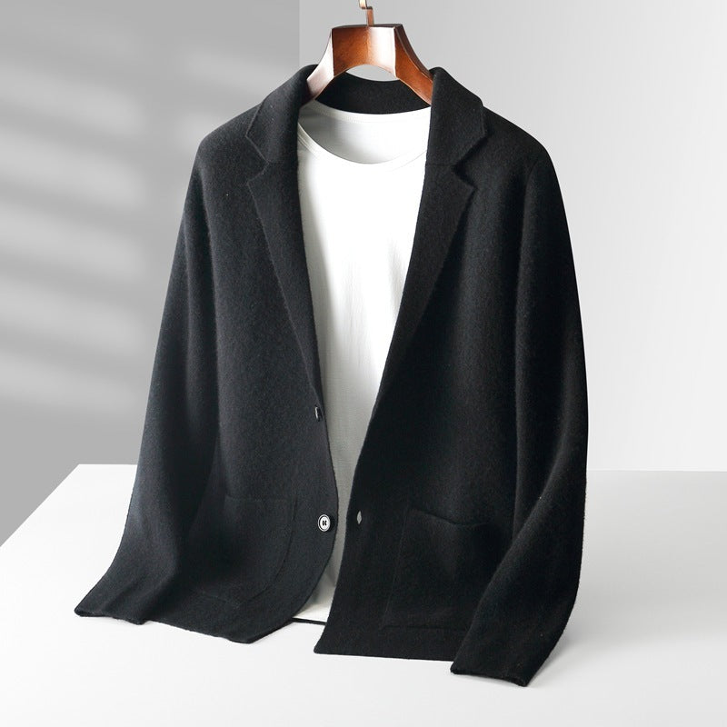 Fall Winter Men Cardigan Cashmere Sweater Business Casual Plush Knitted Thick Sweater