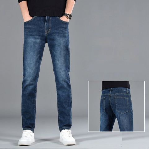 New Slim Fit Youth Casual Straight-leg Cotton Jeans Men Frugal Finds Galore