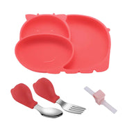 Silicone Baby Feeding Plate with Suction and Utensils Set Frugal Finds Galore