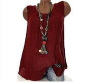 Casual Solid Color Sleeveless Round Neck T-shirt Frugal Finds Galore