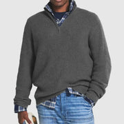 Men Casual Loose Zip Stand Collar Sweater Frugal Finds Galore