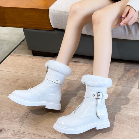 Shiny rabbit fur snow boots Frugal Finds Galore
