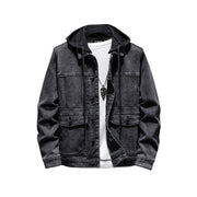 Men's Hooded Denim Jacket Utility Top Frugal Finds Galore