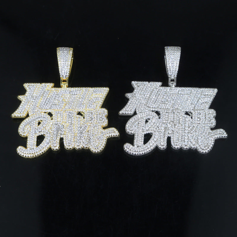 Fashion Letter Zircon Pendant Necklace