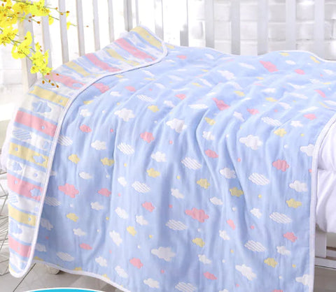 Pure Cotton 6-Layer Baby Bath Towel Blanket, 110cm Frugal Finds Galore