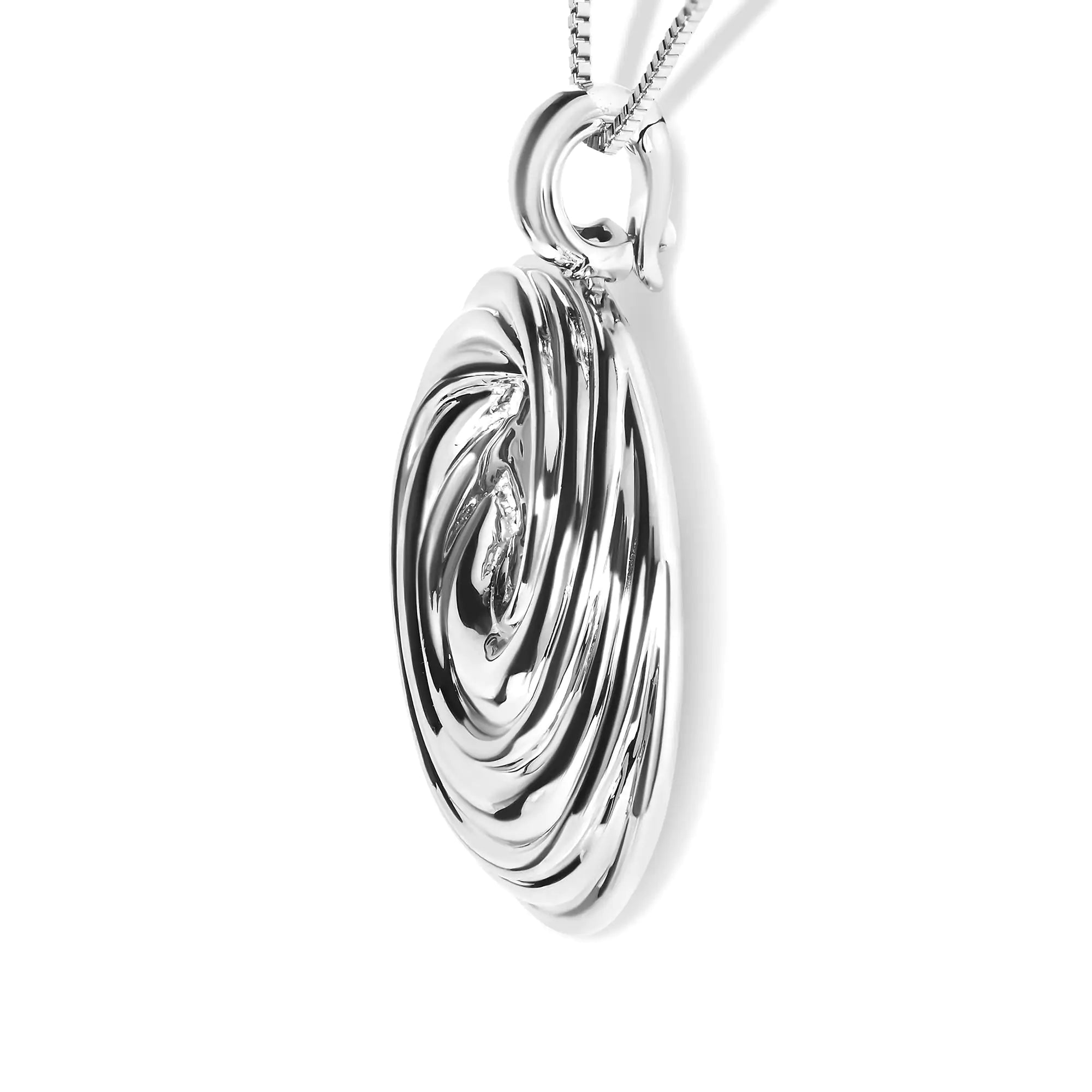 Sterling Silver Endless Wave Swirl Statement Medallion 18" Pendant Necklace