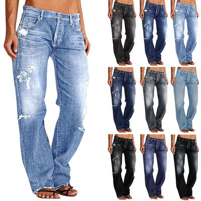 Distressed Wide Leg Jeans, Low Rise Ripped Jeans Frugal Finds Galore
