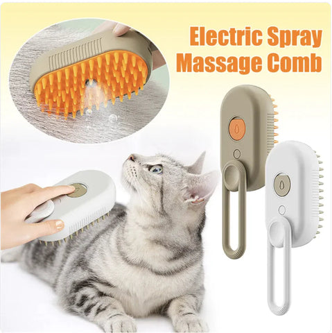 3-in-1 Electric Pet Brush - Steam, Massage, and Hair Removal Frugal Finds Galore