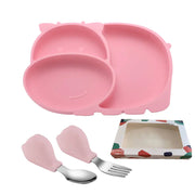 Silicone Baby Feeding Plate with Suction and Utensils Set Frugal Finds Galore
