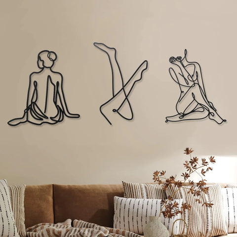 3 Pcs Metal Wall Art Decor Minimalist Abstract Woman Frugal Finds Galore