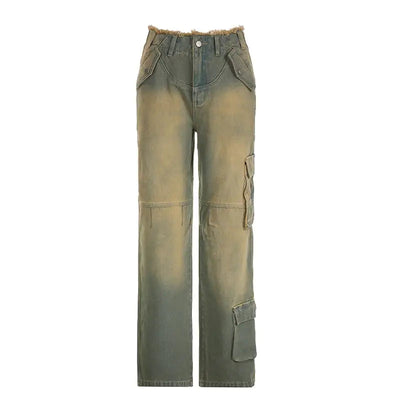 Women's Retro Asymmetric Raw Hem Straight-leg Overalls Frugal Finds Galore