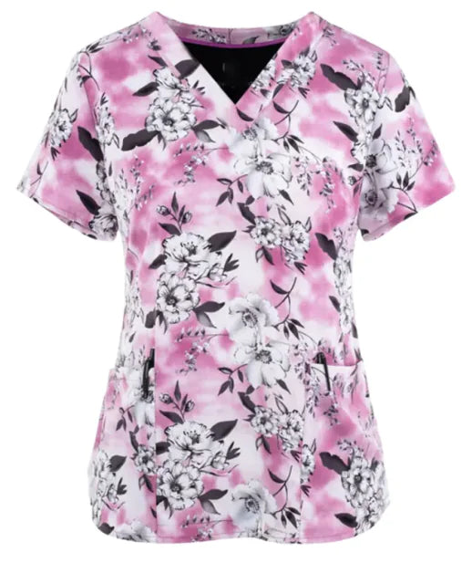 Uniforme de enfermera informal holgado con estampado para mujer