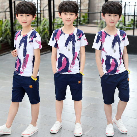 Middle-aged Children's Summer Sports Two-piece Children's Clothing Frugal Finds Galore