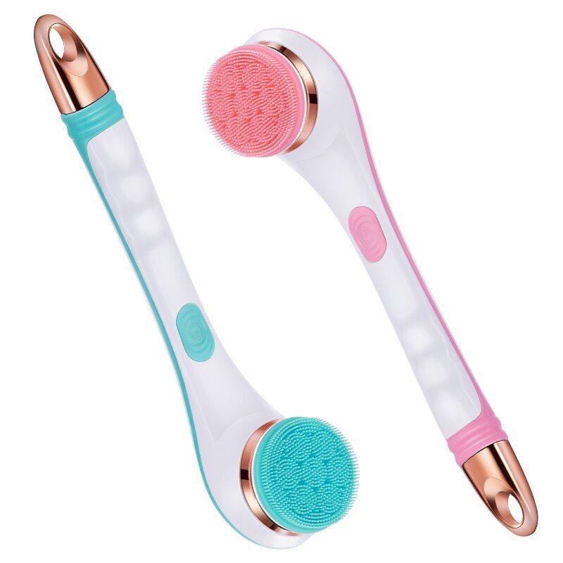 Silicone Bath Brush 4 In 1 Electric Back Scrubber 4 Brush Heads USB Rechargeable Rotating Shower Massager With 2 Speeds