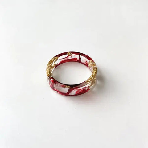 Colorful Handmade Resin Ring with Dried Flowers and Gold Foil Frugal Finds Galore