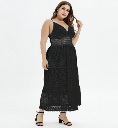Solid Color Lace Panel Spaghetti Strap Dress Frugal Finds Galore