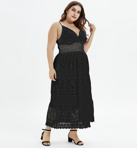 Solid Color Lace Panel Spaghetti Strap Dress Frugal Finds Galore