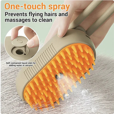 3-in-1 Electric Pet Brush - Steam, Massage, and Hair Removal Frugal Finds Galore