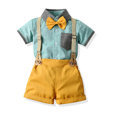Boys' Fashion Short-Sleeve Shirt and Overalls Set Frugal Finds Galore