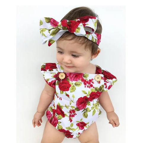 Toddler Floral Romper with Headband Frugal Finds Galore