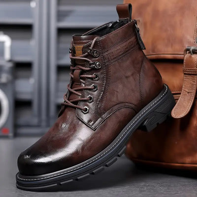 Men's Vintage Fleece-lined Leather Outdoor Boots Frugal Finds Galore