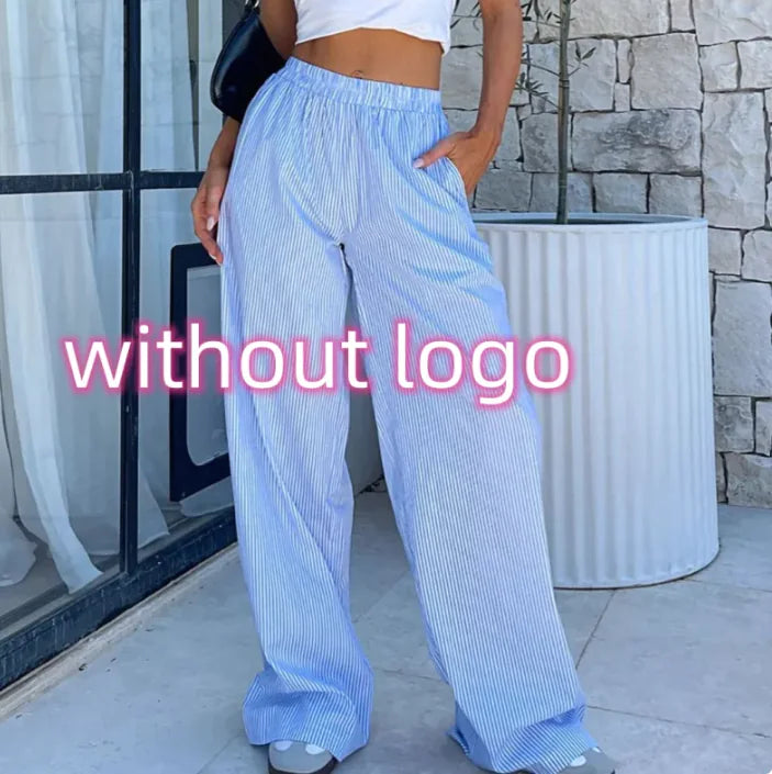 Striped High Waist Wide Leg Pants