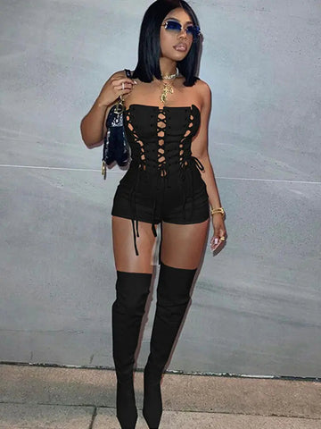 Women's Solid Color Tube-Top Sleeveless Slim-Fit Romper Frugal Finds Galore