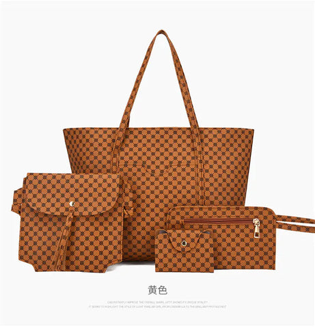 Stylish Geometric Tote Bag Set - Handbag, Clutch & Key Bag Frugal Finds Galore