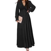 Women's V-Neck Loose Printed Long Sleeve Dress Frugal Finds Galore
