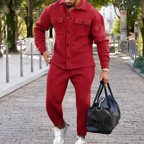Suede Slim Fit Solid Color Two-Piece Suit for Men Frugal Finds Galore