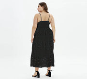 Solid Color Lace Panel Spaghetti Strap Dress Frugal Finds Galore