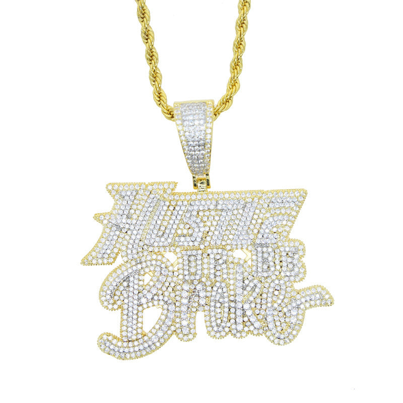 Fashion Letter Zircon Pendant Necklace