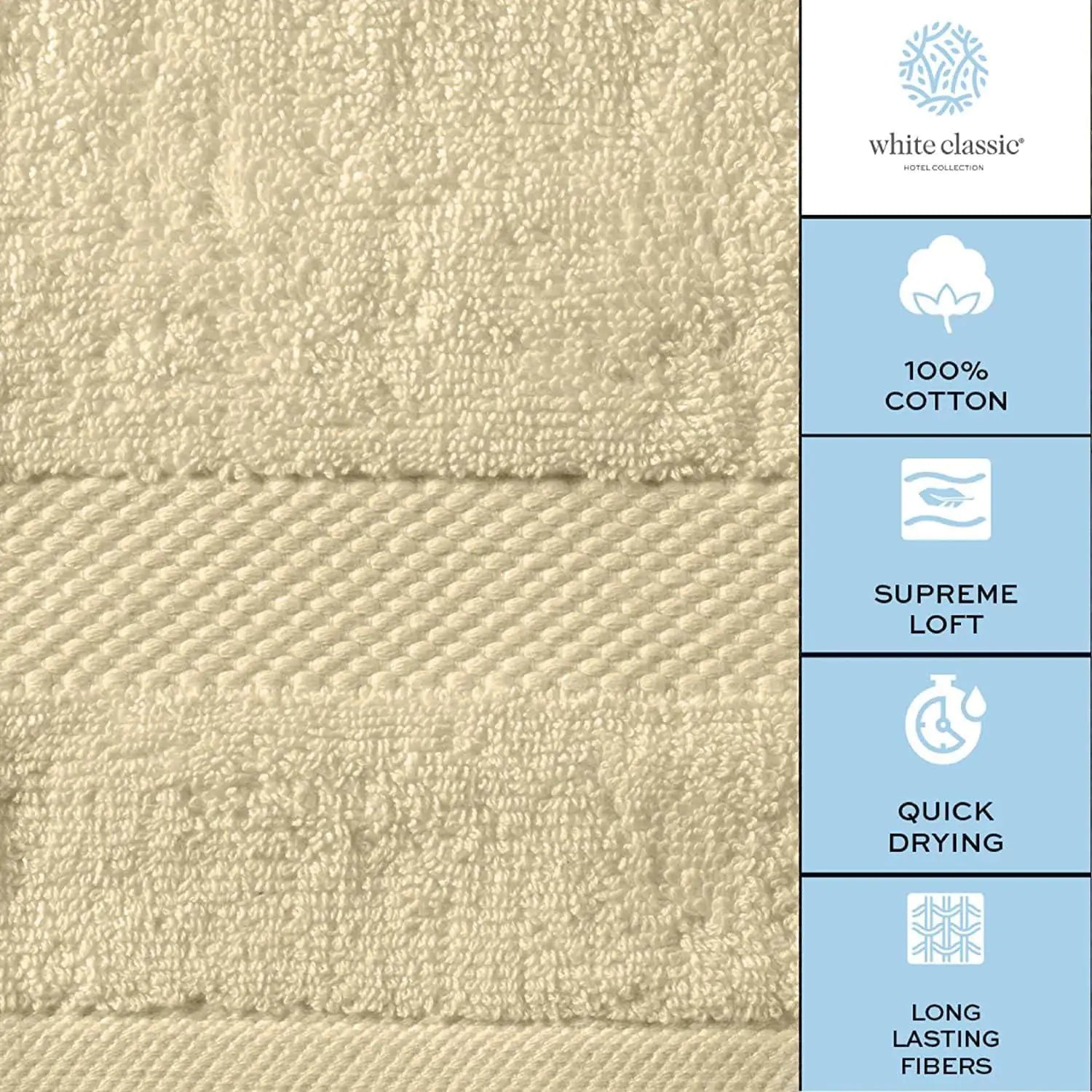 Luxury Hand Towels Turkish Cotton for Hotel Spa 16x30 inch 6 Pack Beige Color