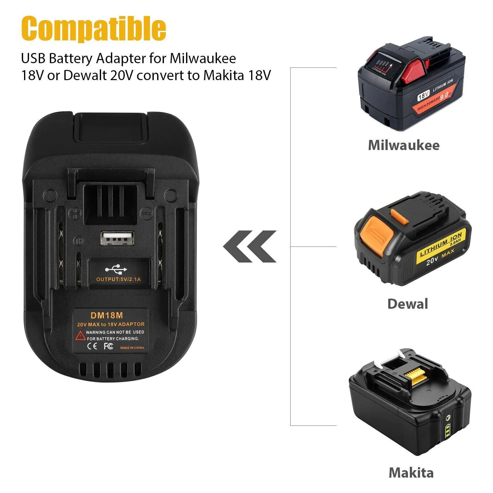 USB Battery Adapter Converter