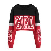 Patchwork Crop Top Hoodie Sweatshirt for Women Frugal Finds Galore