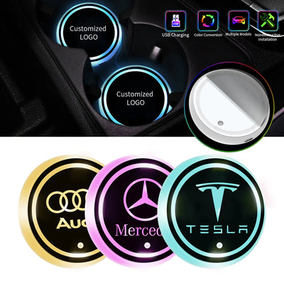 Car LED Lighted Cup Coaster with USB Charging Frugal Finds Galore