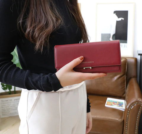 Women's Long Suede Wallet - Clutch Purse Frugal Finds Galore