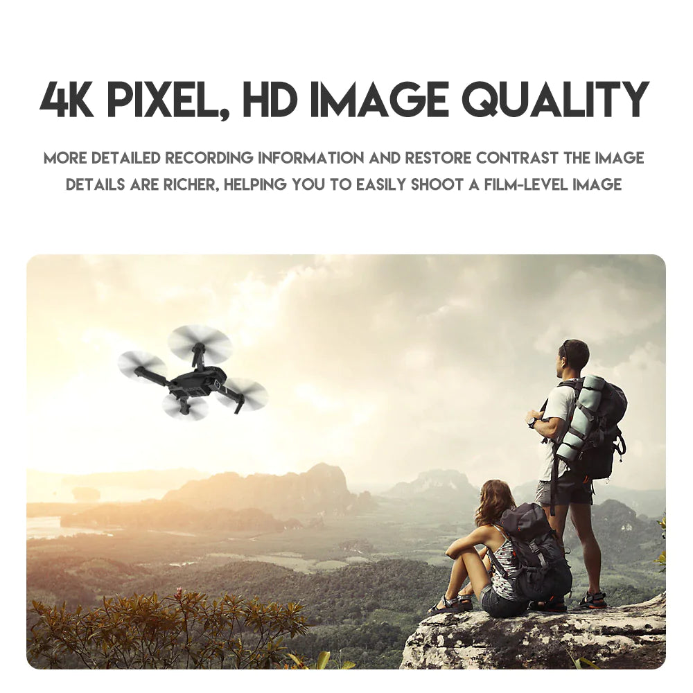 Drone With 4K HD Dual Camera WiFi FPV Foldable Quadcopter +4 Battery