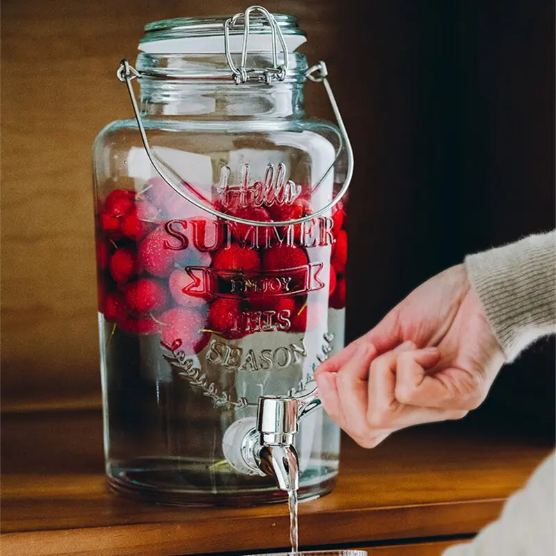 Retro Embossed Drink Dispenser Jar