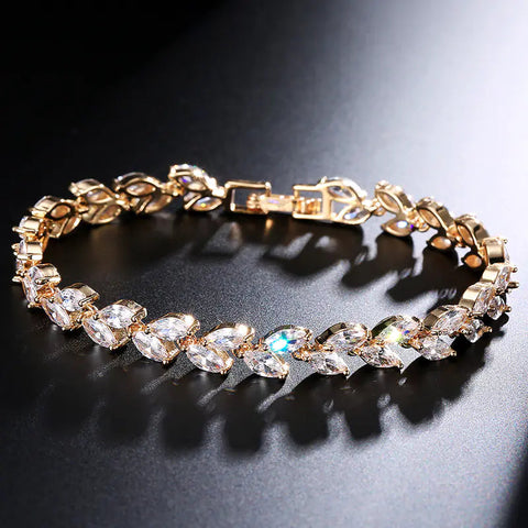 Minimalist Willow Leaf Bracelet with AAA Zircon Stones Frugal Finds Galore